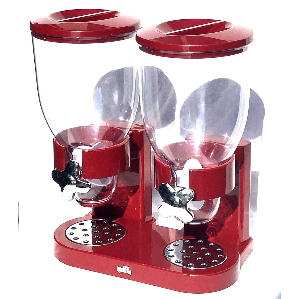 Honey Can Do Dual Cereal Dispenser Double Candy Dry Food Red Plastic